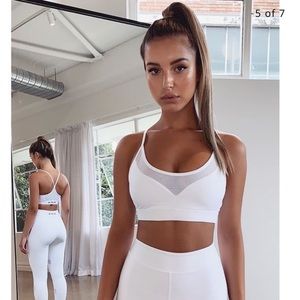 White Fox Boutique White Mesh Sports Bra Medium